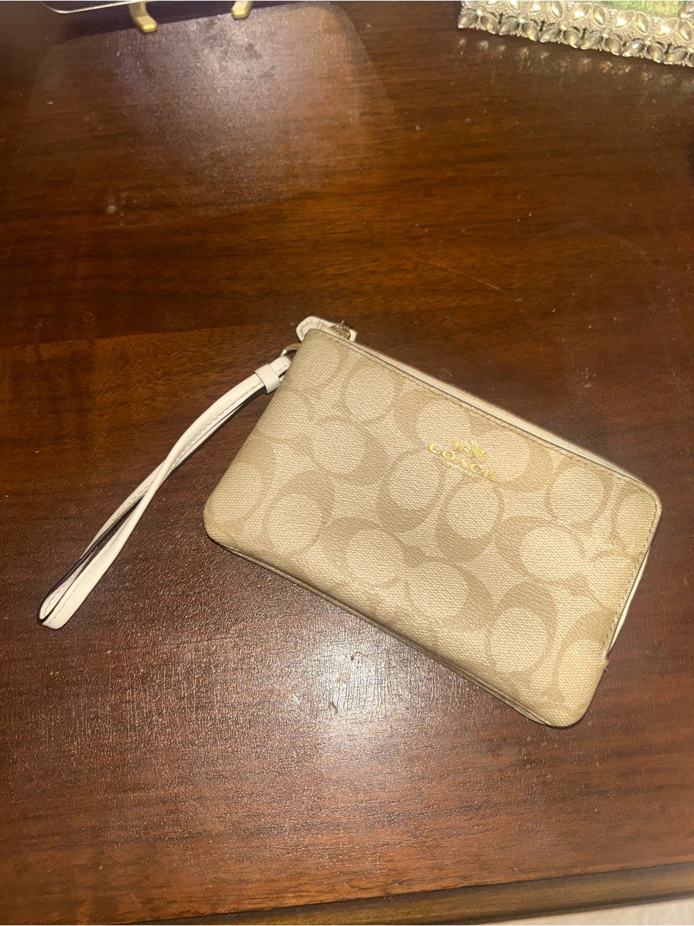 Coach Beige/Chalk Signature Wristlet